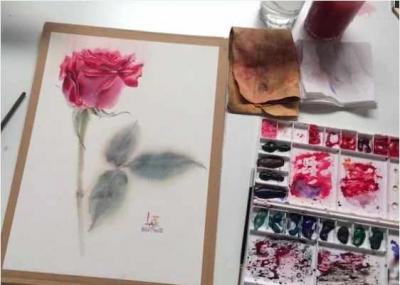 Видеоурок ЛаФе "Рисуем одноцветную розу акварелью"